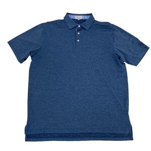 Peter Millar Summer Comfort Mens Size XL‎ Polo Shirt Heather Blue Short Sleeve